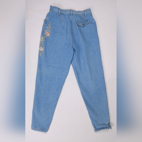 Together Vintage 90s Light Wash Embroidered Floral Tapered Jeans Women's 30x30 - Picture 9 of 12